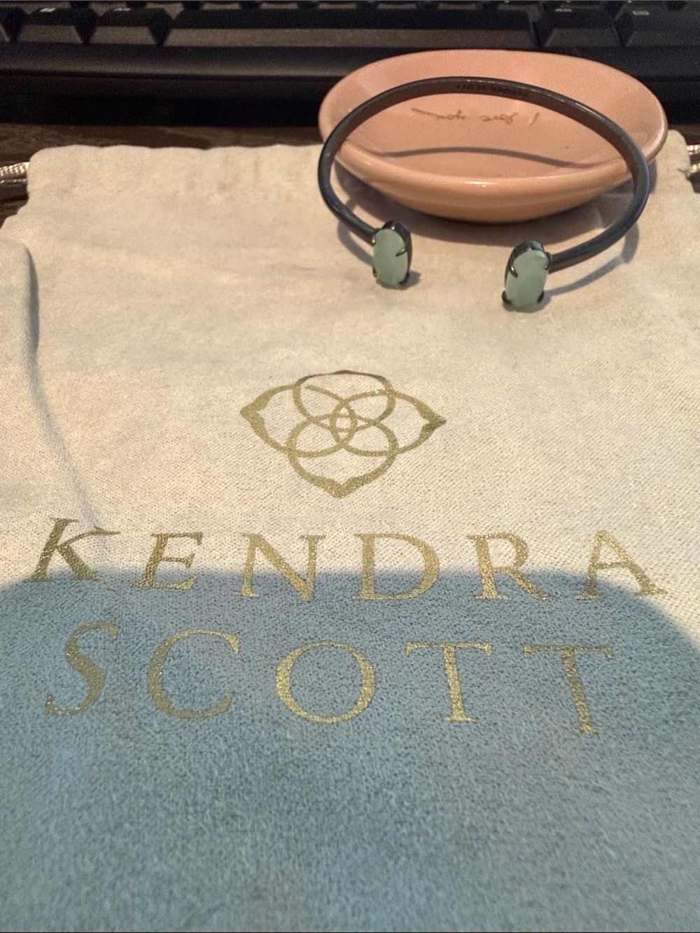Kendra Scott Gunmetal Edie with Mint Green Stones